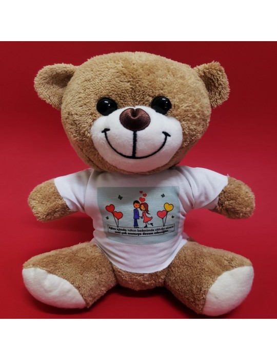 Tişörtlü Kahverengi Peluş Ayıcık