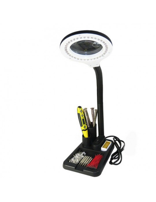 Esnek 5X /10X 40 Led Işıklı Büyüteç - Lamba Büyüteç Okuma - Çalışma Lehim Masa Lambası A808