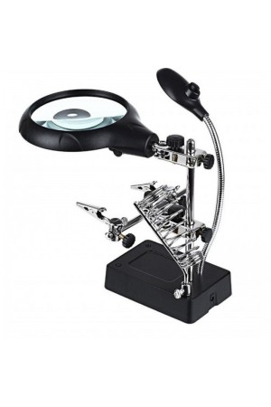 Masa Üstü Mandallı 2.5X90 Mm 7.5X34 Mm Mercekli Adaptörlu Işıklı Büyüteç