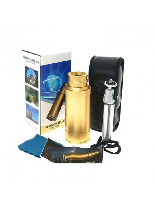 50X50 Panda Metal Gövde Tek Gözle Büyük Mercek Korsan Dürbün Gold