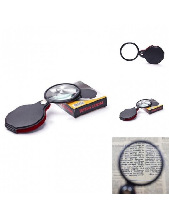 5X 60Mm Cam Optik Lens Katlabilir Deri Kaplamalı Cep Büyüteç Xx1051