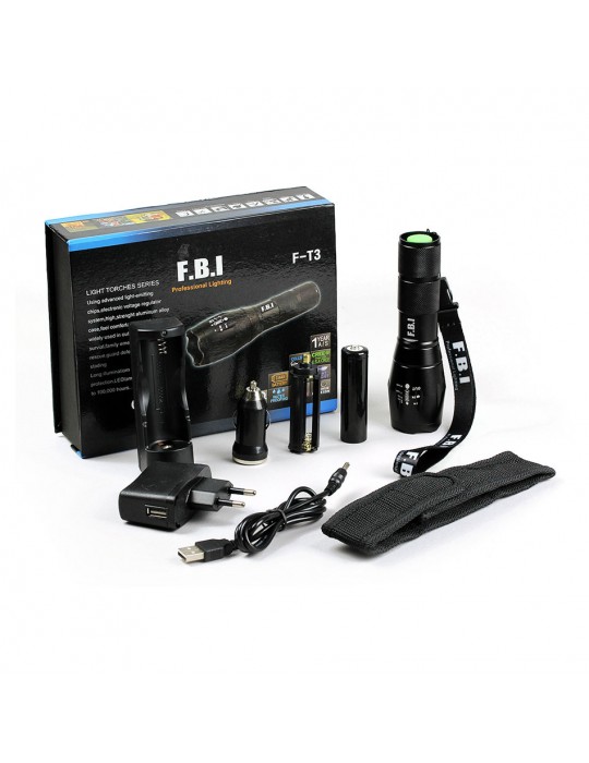 F.B.I F-T3 Su Geçirmez Alüminyum Oksidiyon Şarjlı El Feneri