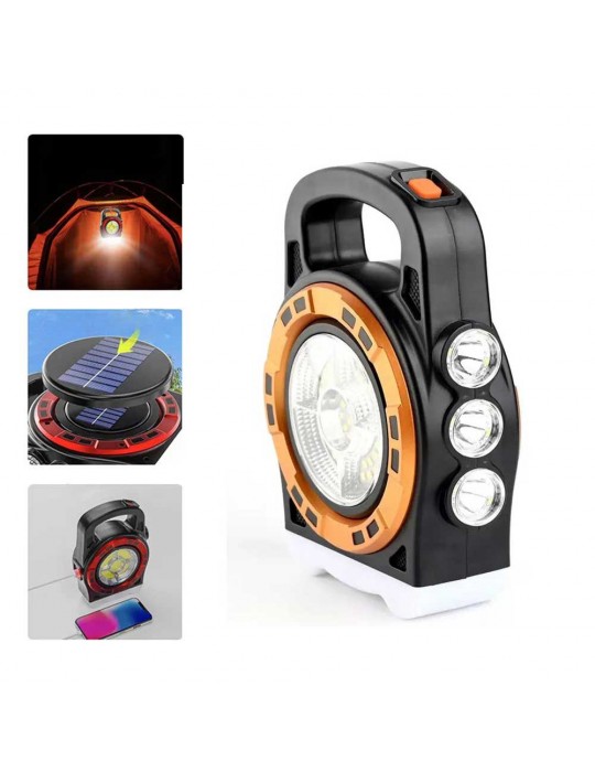 Dış Mekan Solar Şarj Işığı Çok Fonksiyonlu Projektör Hazine Güçlü Işık El Feneri P-6678C