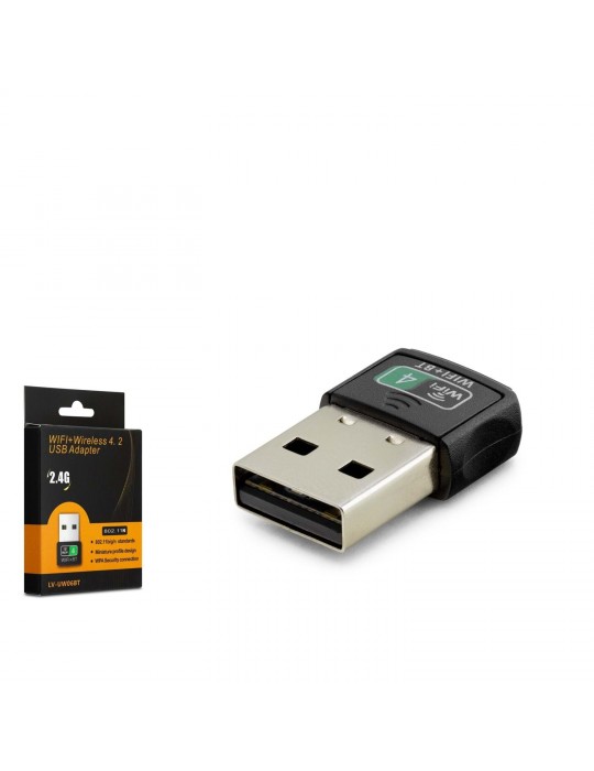 Bluetooth Dongle Pc Usb + Wıreless Adaptör 2.4G Siyah LV-UW06BT