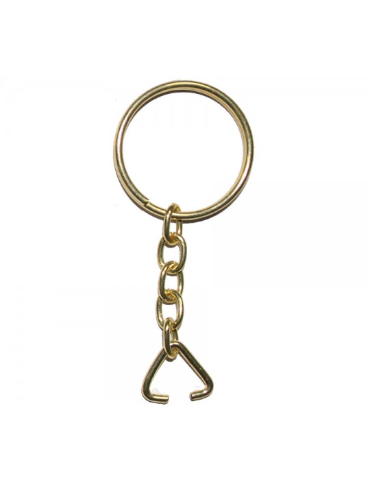 Anahtarlık Halkası, Halka + Zincir + Üçgen, 24mm, Altın, Sarı, 1000 Adet