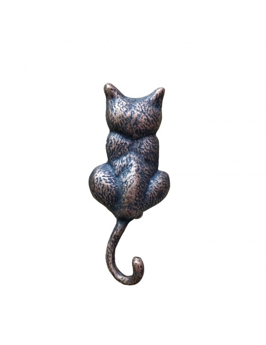 Antika Tarz Dekoratif Pirinç Kedi Sırt Kapı Tokmağı, Taktak - 160x65mm, Oksit