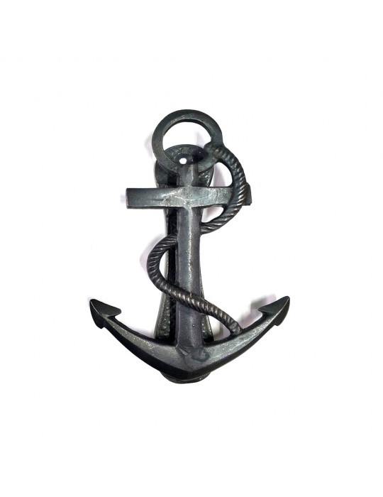 Antika Tarz Dekoratif Pirinç Halatlı, Çapa, Denizci, Gemici Kapı Tokmağı, Taktak - 170x60mm, Oksit