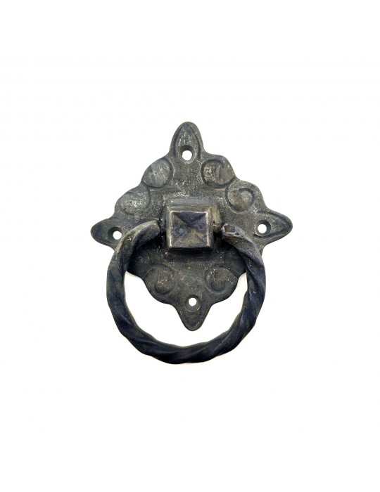 Antika Tarz Dekoratif Pirinç Mobilya Kulbu, Kapı Kilit Halkası - 94x97 mm, Büyük, Oksit