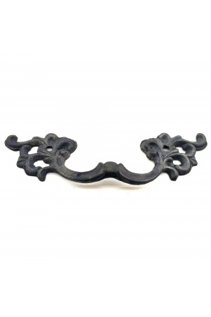 Antika Tarz Dekoratif Pirinç Çiçek Kapı Kulbu - 44x148 mm, Oksit Antika Tarz Dekoratif Pirinç Çiçek Kapı Kulbu - 44x148 mm, Oksit