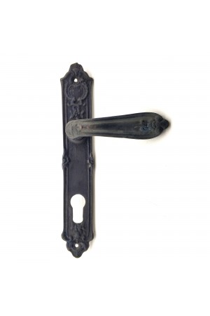 Antika Tarz Dekoratif Pirinç Çiçekli Yale Kapı Kolu - 240x40 mm, Oksit Antika Tarz Dekoratif Pirinç Çiçekli Yale Kapı Kolu - 240x40 mm, Oksit