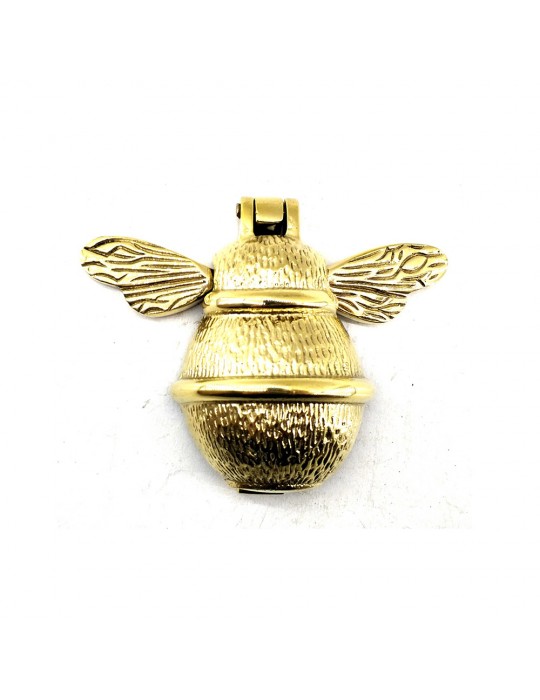 Antika Tarz Dekoratif Pirinç Arı Kapı Tokmağı, Taktak - Küçük,123x150mm, Sarı