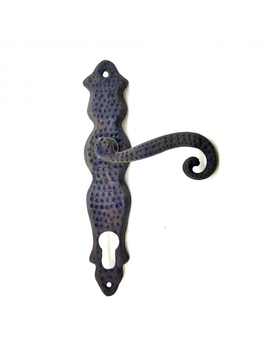 Antika Tarz Dekoratif Pirinç Kıvrık Yale Kapı Kolu - 210x43 mm, Oksit