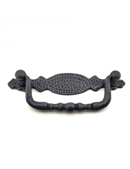 Antika Tarz Dekoratif Pirinç Dövme Sallantı Kapı Kulbu - 43x118 mm, Oksit