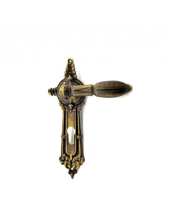 Antika Tarz Dekoratif Pirinç Şato Model Banyo, WC Kapı Kolu - 262x83 mm, Antik