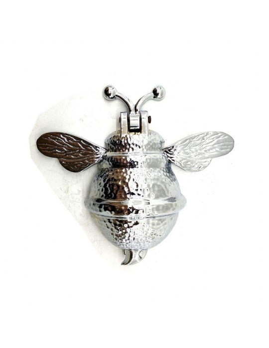 Antika Tarz Dekoratif Pirinç Arı Kapı Tokmağı, Taktak - Büyük, 163x150mm, Nikel