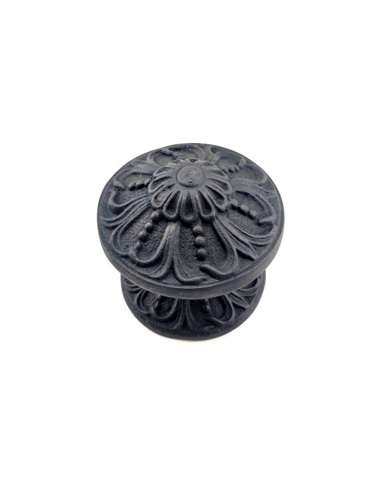 Antika Tarz Dekoratif Pirinç Çiçekli Kapı Tokmağı - 80 mm Çap, Oksit