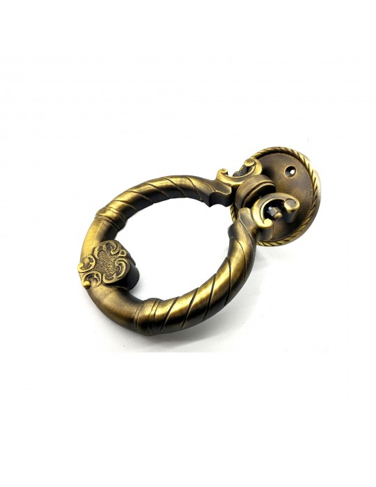 Antika Tarz Dekoratif Pirinç Saray Kapı Tokmağı, Taktak - 97mm, Antik