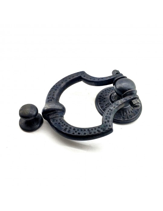 Antika Tarz Dekoratif Pirinç Dövme Kapı Tokmağı, Taktak - 150x105 mm, Oksit