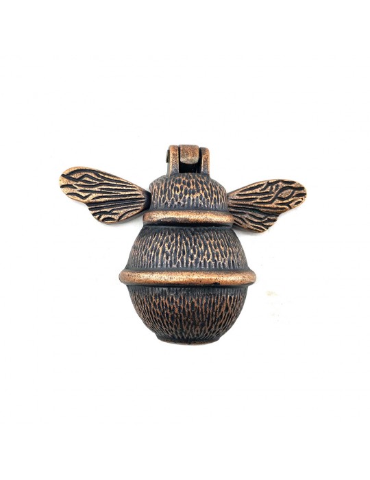 Antika Tarz Dekoratif Pirinç Arı Kapı Tokmağı, Taktak - Küçük, 123x150mm, Antik