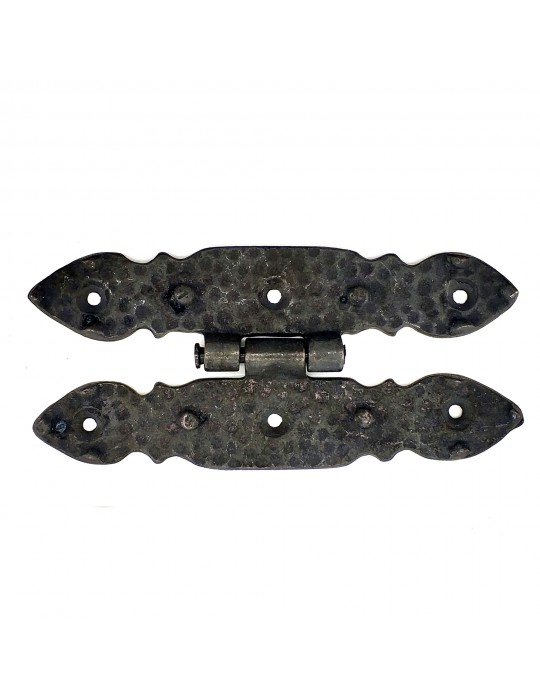 Antika Tarz Dekoratif Pirinç Düğmeli Menteşe - 142x69 mm, Oksit