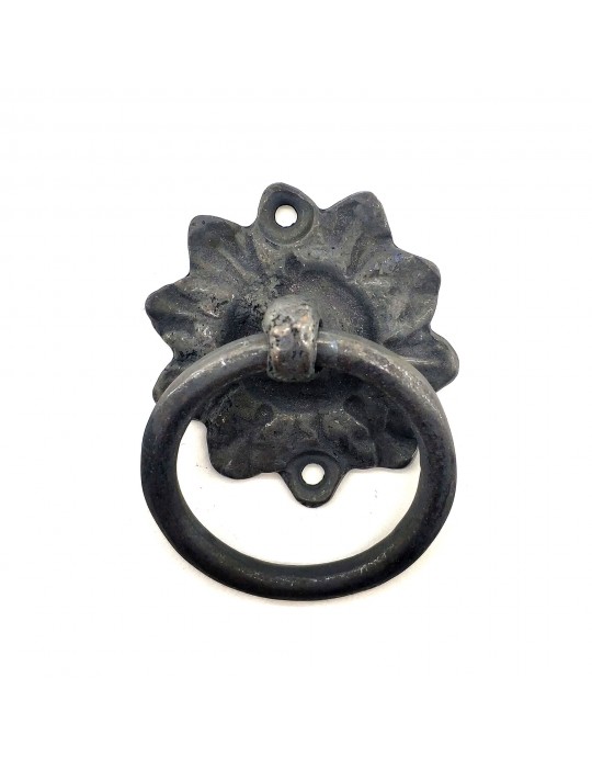 Antika Tarz Dekoratif Pirinç Çiçek Mobilya Kulbu, Kapı Kilit Halkası - 50mm, Oksit