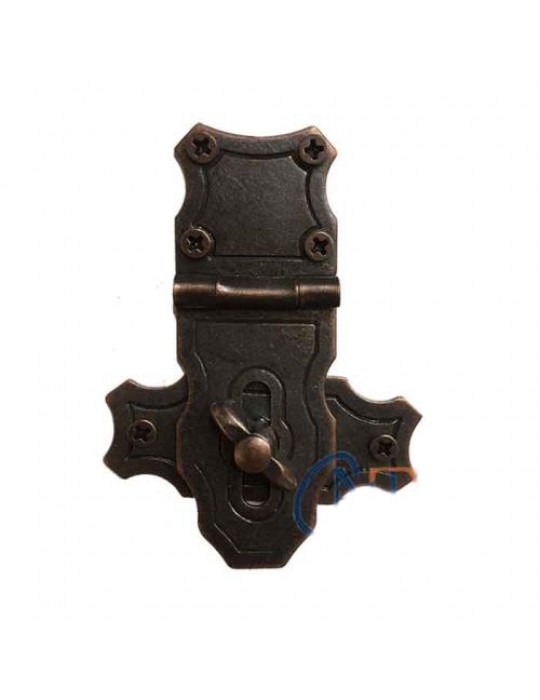 Dekoratif Anahtarlı Sandık Askısı - 40x55mm, Oksit, 1 Adet