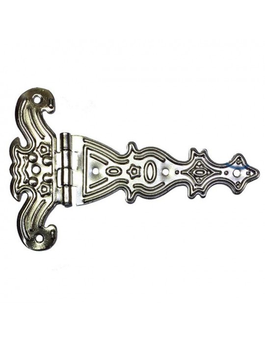 Dekoratif, Sac Tek Kuyruklu Menteşe - 69x102 mm, Büyük, Nikel, 1 Adet