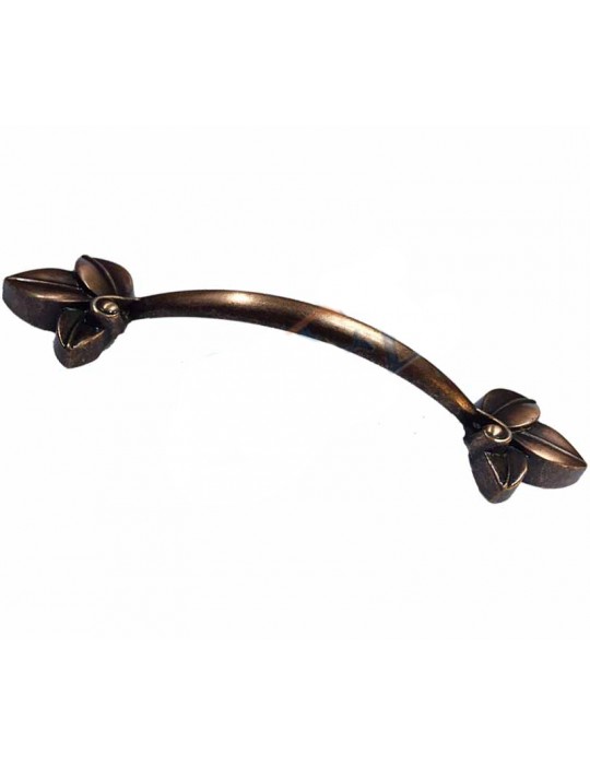 Dekoratif Zamak Yaprak Kulp - 96mm, Eskitme, 100 Adet