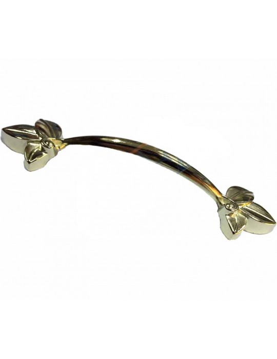 Dekoratif Zamak Yaprak Kulp - 96mm, Sarı, 1 Adet