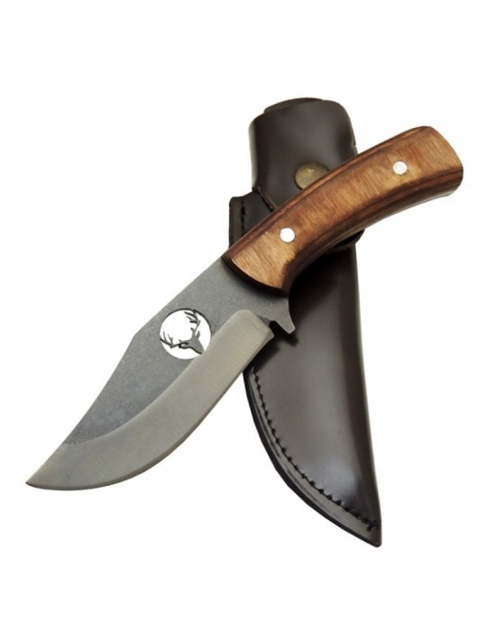 Geyikli YCL3 Eskitme Avcı Bıçağı 20cm - Ahşap Sap, Kılıflı