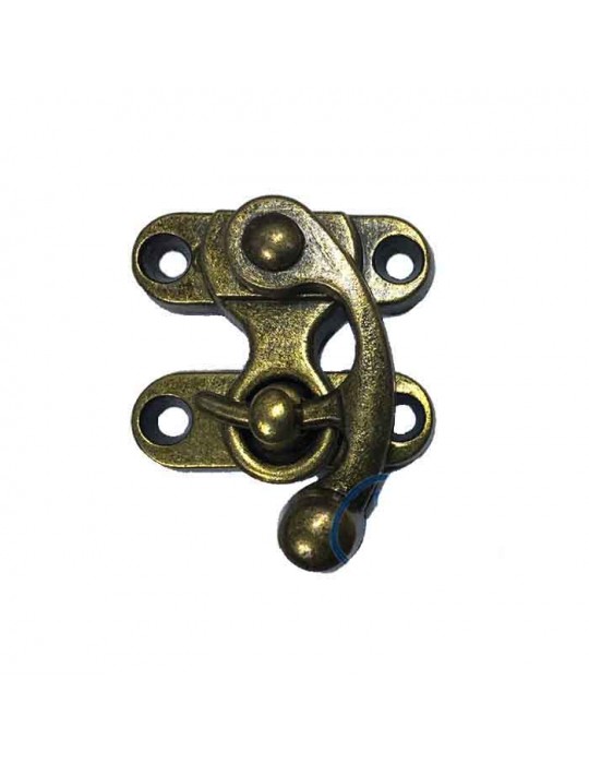 Kancalı Yay Gözü, Ahşap Kutu Klipsi - Küçük, Antik, 1 Adet