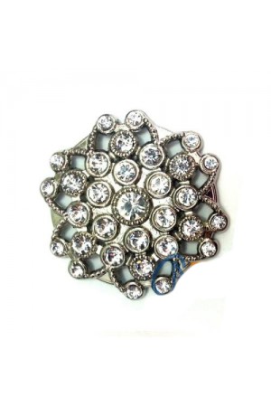 Taşlı Yuvarlak Broş, Sandık Süsü 4,5 cm - Nikel, 1 Adet Taşlı Yuvarlak Broş, Sandık Süsü 4,5 cm - Nikel, 1 Adet