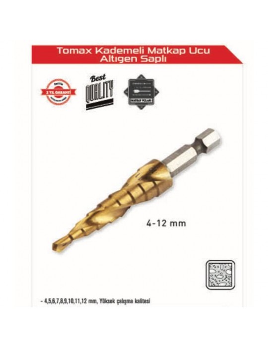 Kademeli Matkap Ucu 4-12 mm Arası - Altıgen Saplı