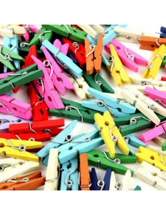 50'li Renkli Ahşap Mandal 3.5cm (10'lu Paket-500 Adet)