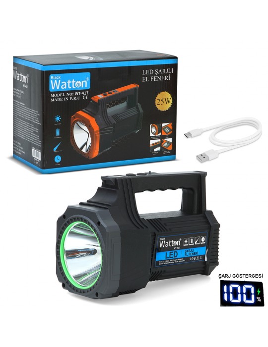 Led Şarjlı El Feneri 25W WT-417