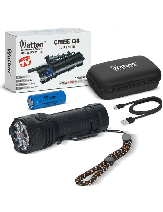 Cree Q8- XQG 8+1 Led Şarjlı El Feneri WT-623