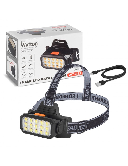 15 Ledli Sarı / Beyaz Şarjlı Kafa Lambası Wt-652