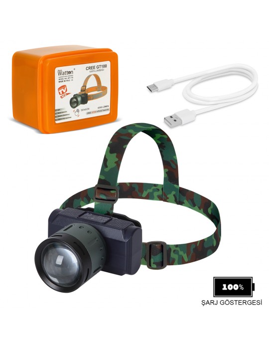 4200 Lümen Şarjlı Sensörlü Göstergeli Kafa Lambası Wt-719