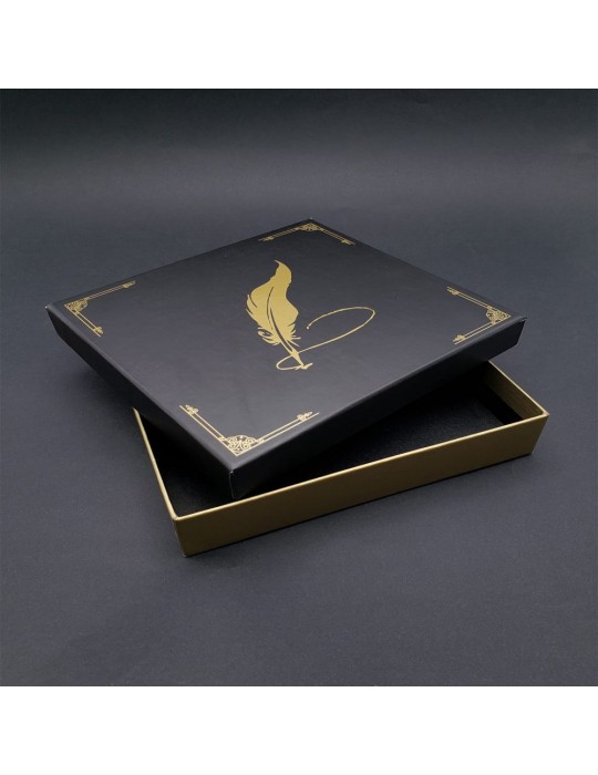 Özel Tasarım Siyah Kapaklı Tüylü Kalem Motifli Kutu