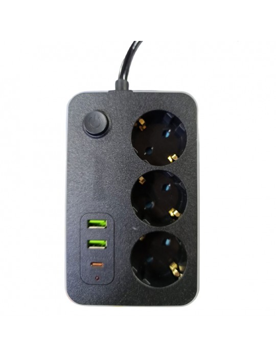 3 lü Akım Korumalı 2 Adet USB 1 Adet Type-C Girişli Priz 3414