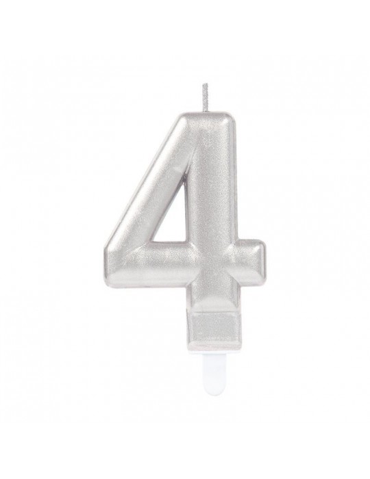 4 Rakam Mum Gümüş Renk