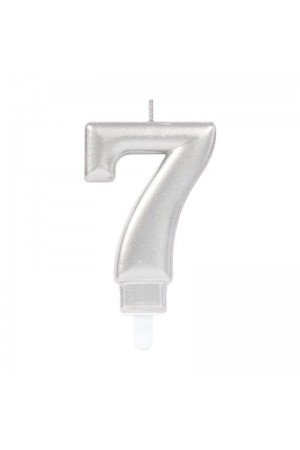 7 Rakam Mum Gümüş Renk