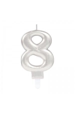 8 Rakam Mum Gümüş Renk