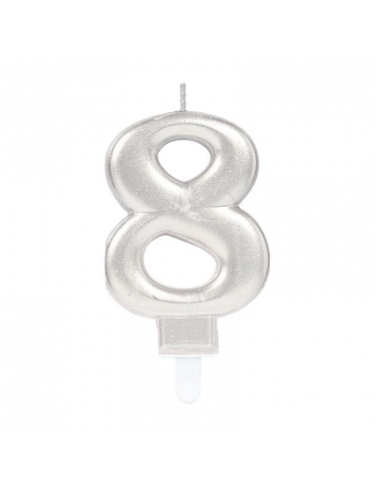 8 Rakam Mum Gümüş Renk