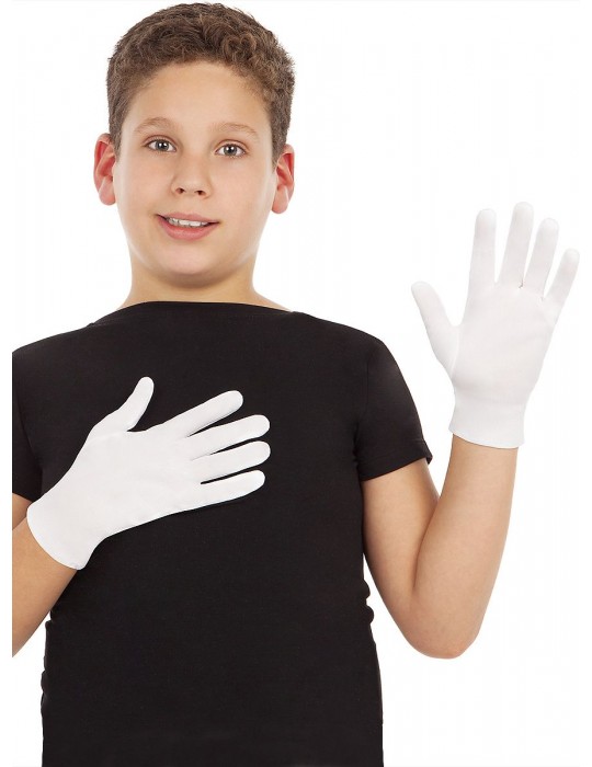 Beyaz Renk Çocuk Boy Likralı Pandomim Eldiveni