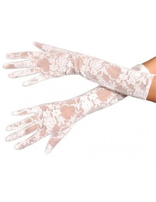 Beyaz Renk Orta Boy Dantelli Eldiven