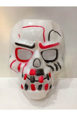 Beyaz Üzeri Rengarenk Korku Dişli Kafatası Maskesi 30x22 cm Beyaz Üzeri Rengarenk Korku Dişli Kafatası Maskesi 30x22 cm