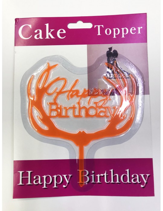 Happy Birthday Yazılı Turuncu Dallı Pasta Kek Çubuğu