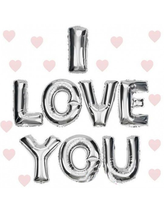 I Love You Folyo Balon Gümüş Renk 35 CM