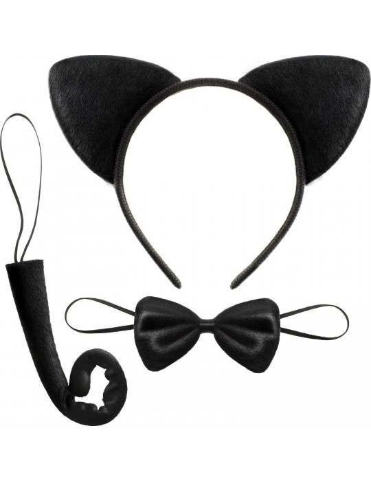 Kedi Kostüm Taç Kuyruk Papyon Seti 1 Adet